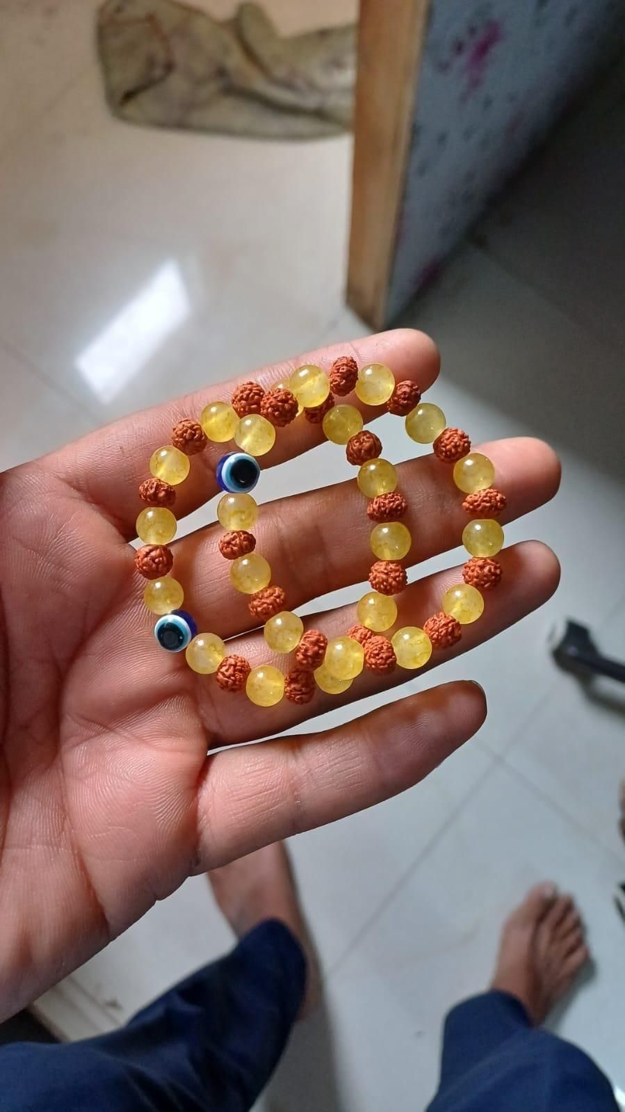 Rudraksha & Citrine Crystal Bracelet – Pack of 2