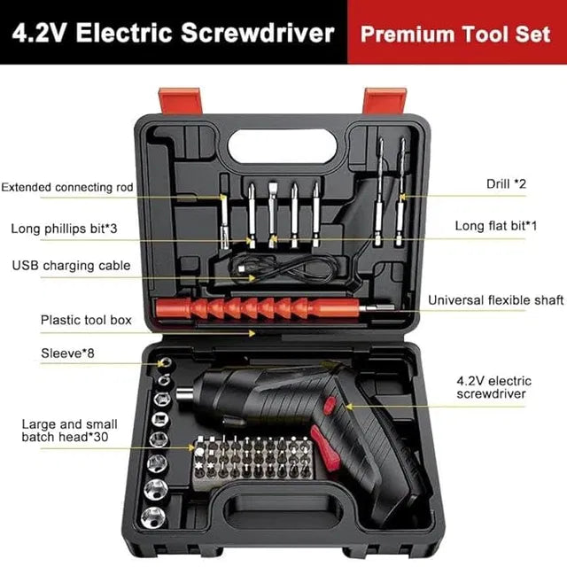 Electric Screwdriver with 47-Piece Bit Set