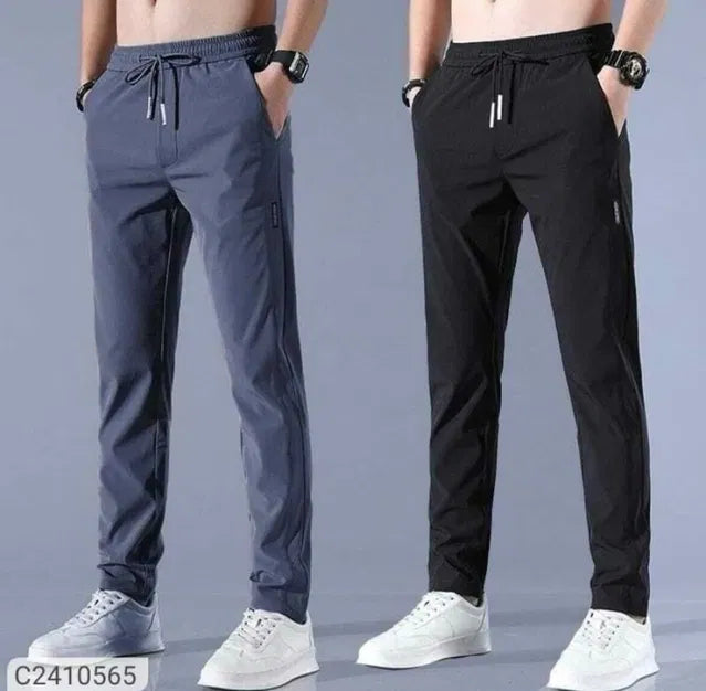 Men's High-Stretch Skinny Lycra Pants – Black & Grey (Buy 1 Get 1)