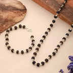 Karungali Mala & Bracelet Combo – Silver Plated