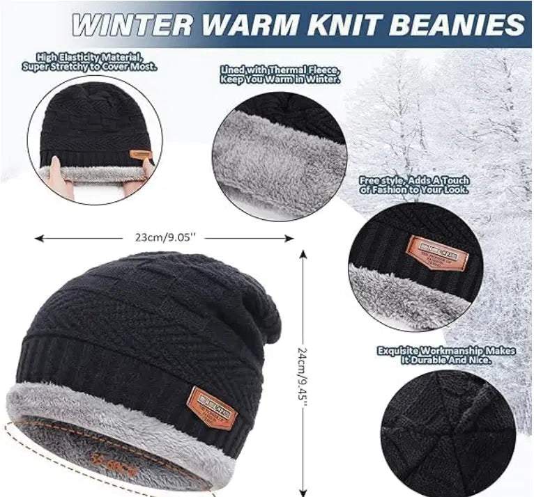 Unisex Woolen Beanie Cap & Neck Warmer Set