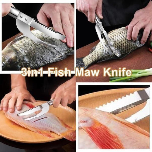 3-in-1 Stainless Steel Fish Scaler & Knife